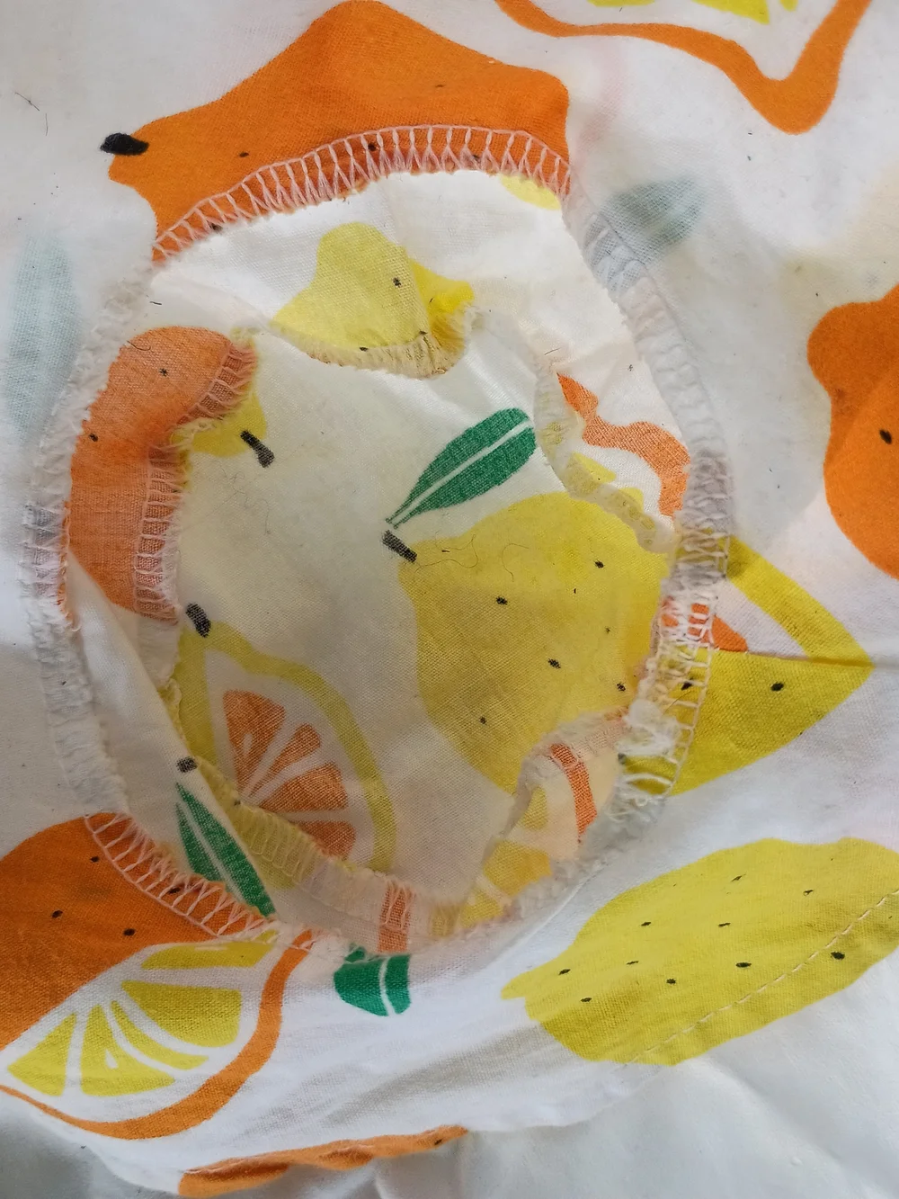 Children's White Sun Hat with Orange & Yellow Fruit Print